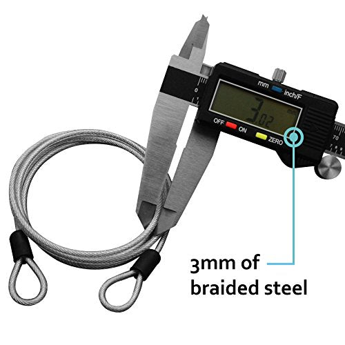 Lumintrail 4 Foot 3mm (1/8th Inch) Braided Steel Coated Security Cable Luggage Lock Safety Cable Wire Double Loop (4 Pack) - size: 4-FT (4 Pack)