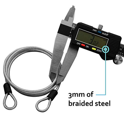 Lumintrail 3mm (1/8 Inch) Braided Steel Coated Security Cable Luggage Lock Safety Cable Wire Double Loop (7ft) - size: 7-FT (1 Pack)