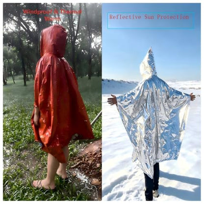 3-Pack Hooded Mylar Emergency Poncho
