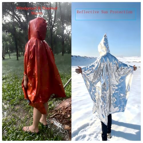 3-Pack Hooded Mylar Emergency Poncho