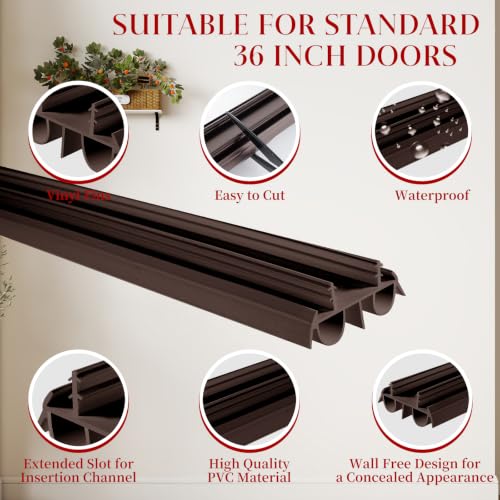 2 Pcs 36" Brown Double Bubble Kerf Door Sweep - color: Brown