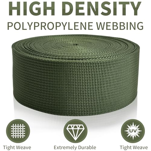 2" Olive Green Wide Webbing Straps 12yd for Lawn Chair & Sewing - color: Olive Green 14