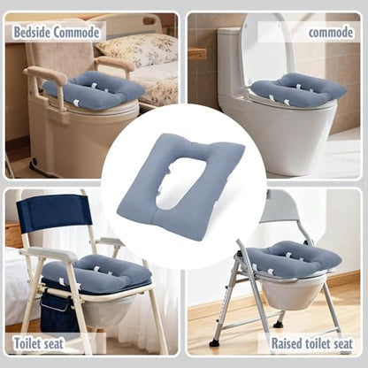 Bedside Commode Cushion, Waterproof Coating Toilet Seat Cushion - color: Blue