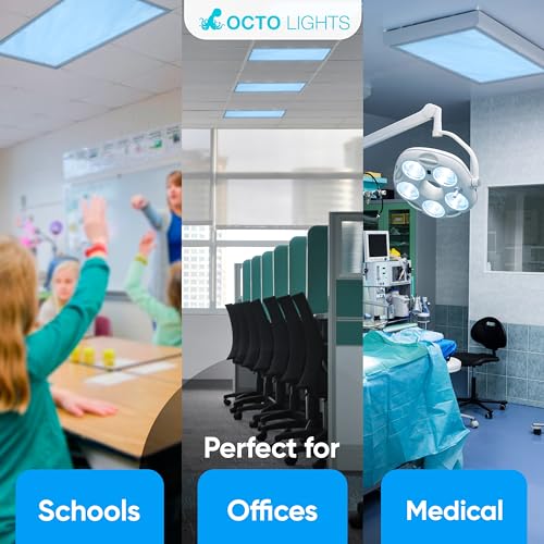 Fluorescent Light Covers for Ceiling Lights Classroom Magnetic Blue 4pk - color: Tranquil Blue