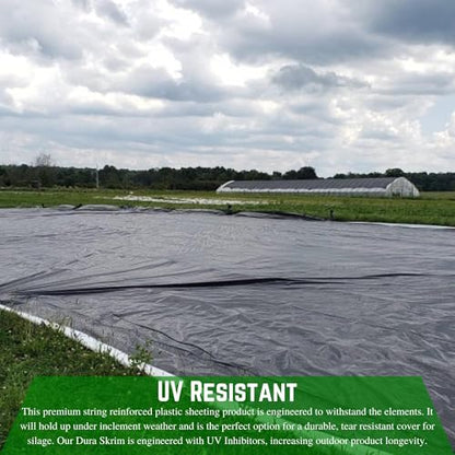 Farm Plastic Supply - String Reinforced Silage Cover Black/White - 12 Mil - Heavy Duty Polyethylene Plastic for Silage, Bunker Cover for Farming, Agriculture (30' x 25') - size: 30' x 25'