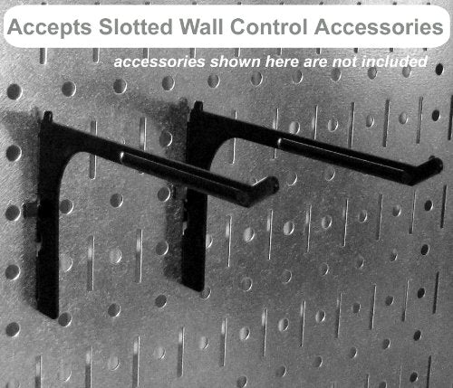 Wall Control Metal Pegboard Utility Tool Storage Kit with Black Pegboard and White Accessories - color: Black Pegboard with White Accessories