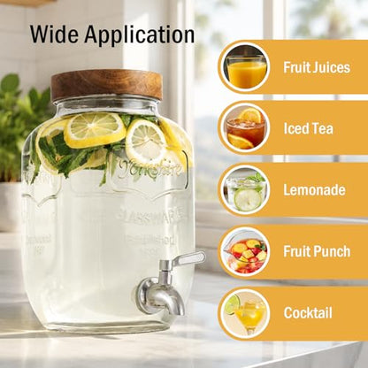 Mustry 1 Gallon Glass Drink Dispenser for Parties with Stand, 2 Pcs - size: Double, with Stand