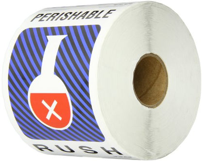 Tape Logic Aviditi Tape Logic 4" x 6","Perishable Rush" Multiple Warning Sticker, for Shipping, Handling, and Packing (1 Roll of 500 Labels)