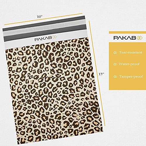 PAKABOO Poly Mailer Shipping Bags 10x13 Inch, 100 Pack, Non-Padded Envelopes with Tamper Proof Self-Seal, Leopard Brown Print Packaging - color: Leopard Brown, size: 10 x 13 inch