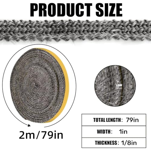 Self Adhesive Heat-Resistant Flat Gasket Tape for Stoves and Fireplaces - color: 1" Wide - 79" Length