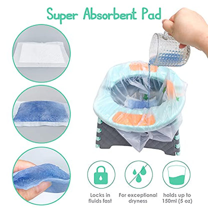Potty Chair Liners, Portable Disposable Potty Liner Bags for Universal Potty Training Toilet Seat, Toddler Outdoors Travel Baby Toilet Liners - 60 Pack - size: 60 Pack