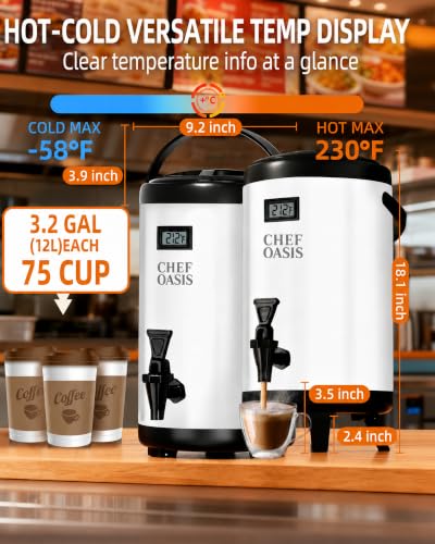 Insulated Beverage Dispenser 3 Gallon,Hot&Cold Drink Dispenser with Spigot,LCD Thermometer,Stainless Steel Triple-Layer Insulation,for Tea Coffee Milk Juice,Party Buffet(Silver, 1 Pack) - color: Silver, size: 1 Pack