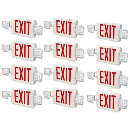 12 Packs LED Exit Sign with Emergency Lights and Back Up Batteries-UL Standard Red Emergency Exit Sign Lighting,Emergency Lights for Business. - size: 12 PACK