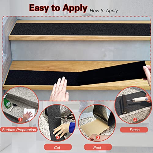 S&X Anti Slip Tape 3in x 60ft Grip Tape for Stairs & Floors, Black - size: 3 inches x 60 feet
