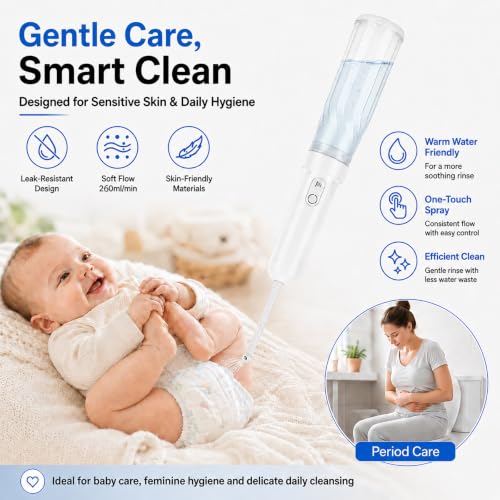 Electric Portable Bidet for Travel – Handheld Bidet with 3 Pressure Modes - color: White