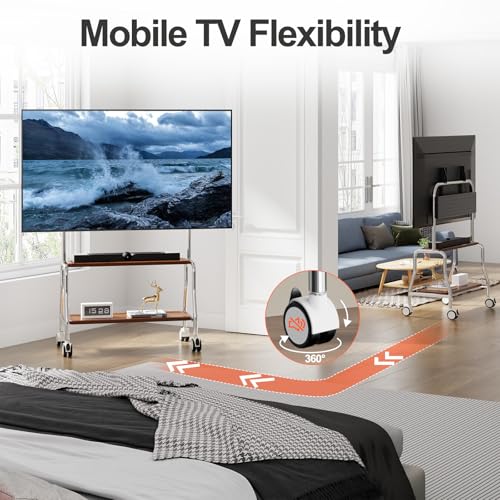 Easel Rolling TV Stand for 32-75" TVs, Stainless Steel TV Cart with Shelf - size: Style 4