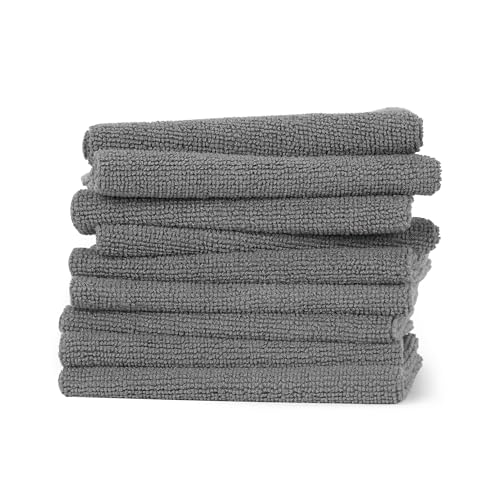 Amazon Basics Microfiber Cleaning Cloths, Ultra Absorbent, Lint Free, Streak Free, Non-Abrasive, Reusable and Washable, 12" x 12", Grey, 36 Pack - style: 36-Pack