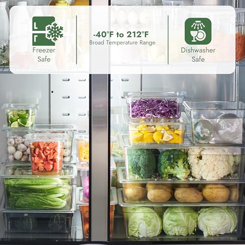 CURTA 4-Pack 1/2 Size 6" Deep NSF Polycarbonate Food Pans with Handled Lids & Drain Trays | Dishwasher & Freezer Safe Clear Container for Prep Tables, Buffet, Salad Bar, Commercial & Home Kitchen - color: 1/2 Size, size: 6" Deep Pan with Lid