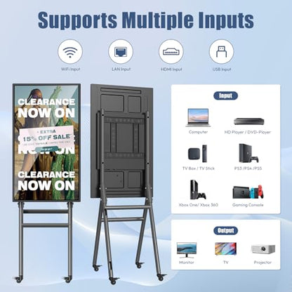 MWE 43 Inch Mobile Digital Signage Display Touchscreen Kiosk with Flight Case, Portable LCD Screen with Screen Mirroring App Publishing, Advertising Display Poster, Android OS - style: Touch-Screen