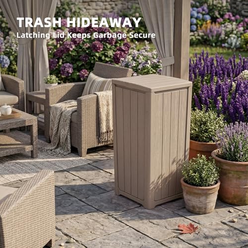 EFU 38 Gallon Outdoor Trash Can with Lid, Waterproof Garbage Can Bin - color: Grey, size: 38 Gallon