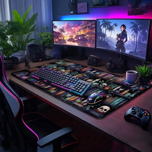 Gothic Library Large Gaming Mouse Pad Desk Mat 31.5"x15.7" - color: Vintage Bookshelf