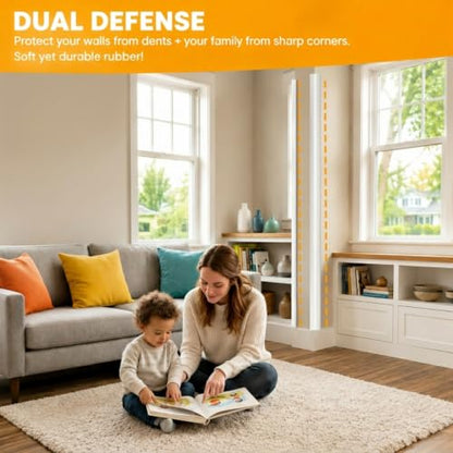 Wall Corner Protector Self-Adhesive Flexible – Durable Rubber, Furniture Edge Guard, Easy to Install, White, Prevents Wall Damage, Ideal for Home or Office Use - size: 1.6in×10.8ft
