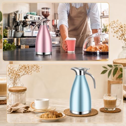 Uiifan 2 Pcs 68oz Thermal Coffee Carafe,Khaki Blue, Pink - color: Khaki Blue, Pink