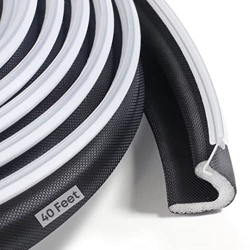 Litaibai 40 ft Kerf Weather Stripping Door Seal for Exterior Doors, Black - color: Black, size: 40 Feet
