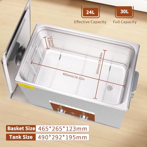 SOUTH BASE Ultrasonic Cleaner,30L 600W Stainless Steel Sonic Cleaner with Cleaning Basket,Timer&Heater,Encoded Ultrasonic Cleaning Machine for Gun,Motorcycle Engine,Carburetor Parts,Chain - size: 30L