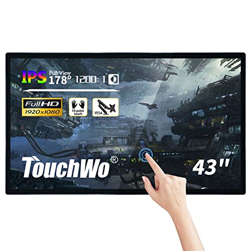 43 inch Capacitive Multi-Touch Screen Industrial Monitor, 16:9 Display 1920 x 1080P, Built-in Speakers, USB, VGA, DP & HD-MI Ports, Digital Signage Displays and Player for Advertising - size: 43-inch