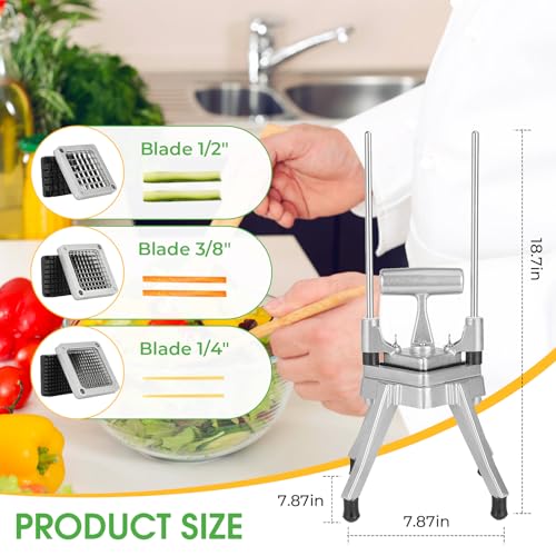 Commercial Vegetable Chopper & French Fry Cutter, 3-Blade Dicer - size: 1/4" & 3/8" & 1/2", style: 3in1 Chopper Dicer