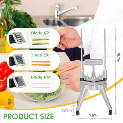 Commercial Vegetable Chopper & French Fry Cutter, 3-Blade Dicer - size: 1/4" & 3/8" & 1/2", style: 3in1 Chopper Dicer