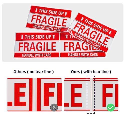 3 x 5 Inch Handle with Care This Side Up 500 Permanent Adhesive Fragile Stickers for Shipping Moving Glass Labels (1 Roll, 500 Labels) - size: 3" x 5", style: 1 Roll - 500 PCS- This Side Up