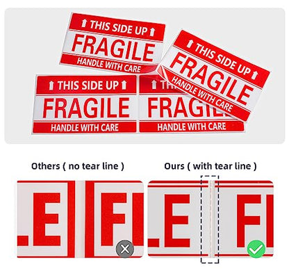 3x5 Inch Handle with Care This Side Up 100 Permanent Adhesive Fragile Stickers for Shipping Moving Glass Labels (1 Roll, 100 Labels) - size: 3" x 5", style: 1 Roll - 100 PCS - This Side Up