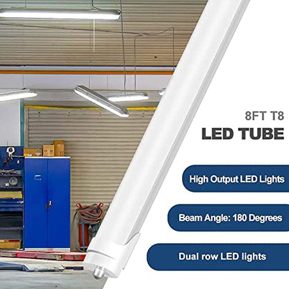 JESLED T8 T10 T12 8FT LED Tube Light Bulbs, 50W 6000LM, 5000K Daylight - color: Frosted, size: 12 Count (Pack of 1)