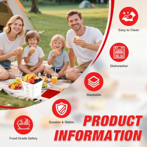 Square Food Containers with Lids 4-Pack, Commercial Grade Plastic Bins for Restaurant Kitchen Pantry Storage, Freezer & Dishwasher Safe (Red, 4QT-4PACK) - size: 4QT-4PACK
