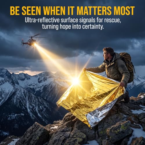 Emergency Blanket 12-Pack Double Sided Reflective Thermal