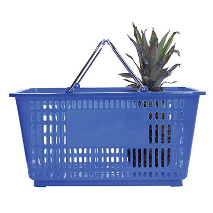 HUBERT Blue Plastic Shopping Basket 32 Liter - 20"L x 14"W x 9 3/8"D