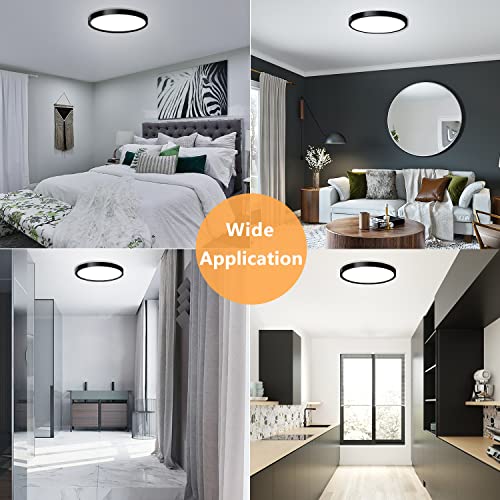 4 Pack Flush Mount LED Ceiling Light Fixtures 9 Inch Light Fixtures Ceiling - color: Black, size: 9Inch-4Pack