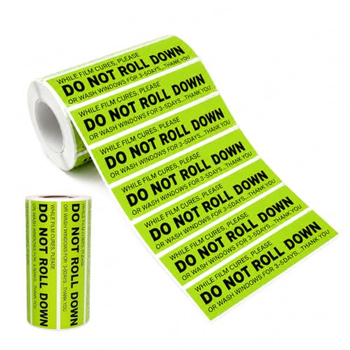 200 PCS Do Not Roll Down Car Sticker, Eye-Catching Auto Window Tint Sticker Waterproof Warning Label, Universal Self-Adhesive Window Film Caution Decal for Most Vehicles - color: 2 Pcs