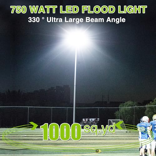 LED Flood Light Outdoor, STASUN 750W 75000lm 6000K Daylight White IP66 Waterproof, Commercial Parking Lot Light,3 Heads for Yard Street Stadium House Floodlight Bright Security Lights for Outdoor Area - color: 1 Pack, size: 750 Watt