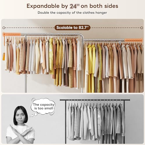 Raybee Heavy Duty Clothes Rack 500LBS L-Shaped Rolling Garment Rack - style: Industrial