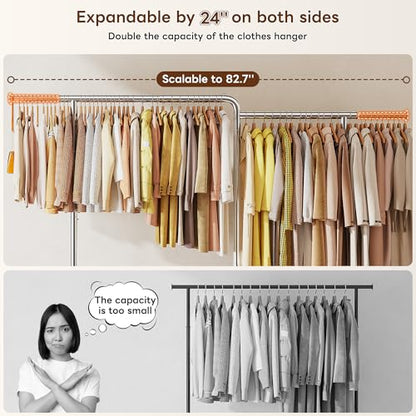 Raybee Heavy Duty Clothes Rack 500LBS L-Shaped Rolling Garment Rack - style: Industrial