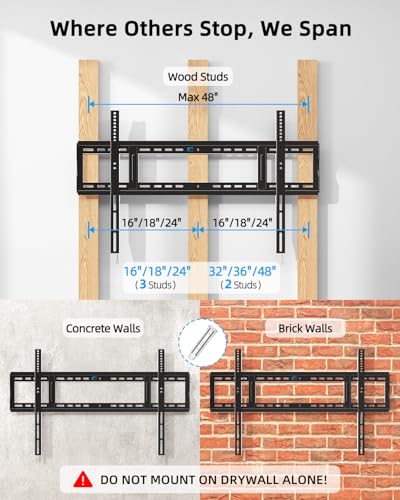 HOME VISION Heavy Duty TV Wall Mount 65-150", Fixed, VESA 1200x600, 364 lbs - size: 65-150 Inch