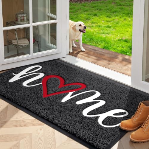 StepLively Door Mat Indoor Outdoor Welcome Mat for Entrance, 32x20in Black - color: Black, size: 1'8" x 2'8" (Rectangular)