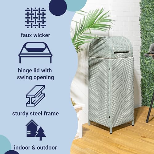 happimess Darla 24 Gal Outdoor Trash Can Swing Top, Mint Blue/White - color: Mint Blue/White, size: 24 Gallons
