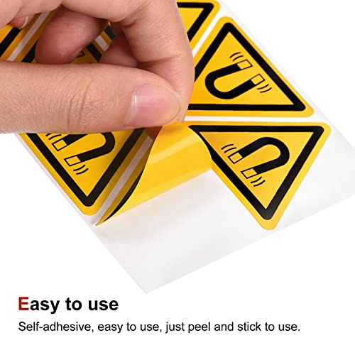 PATIKIL Triangle Beware of the Magnetic Field Warning Sign Self Adhesive Yellow with Black Words 40mm/1.56inch for Machine, Instrument and Equipment Surface Pack of 10 - size: 40mm