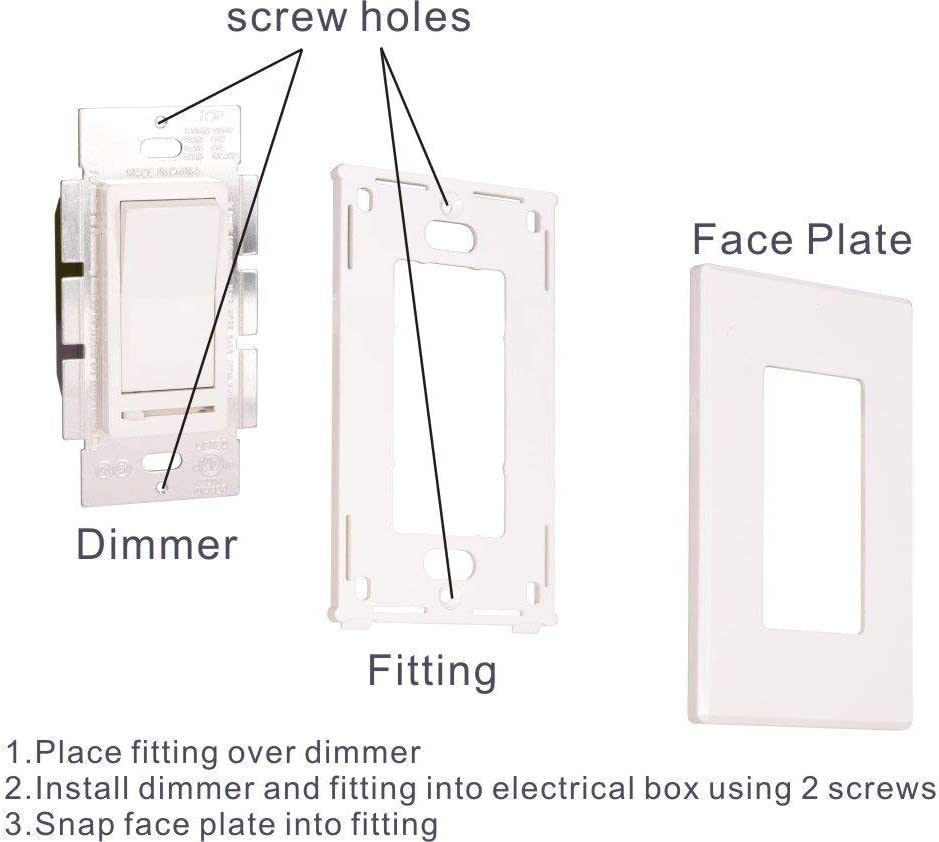 Cloudy Bay in Wall Dimmer Switch for LED Light/CFL/Incandescent,3-Way Single Pole Dimmable Slide,600 Watt max,Cover Plate Included - size: 1-Pack | Ivory