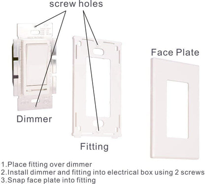 Cloudy Bay in Wall Dimmer Switch for LED Light/CFL/Incandescent,3-Way Single Pole Dimmable Slide,600 Watt max,Cover Plate Included - size: 1-Pack | Ivory