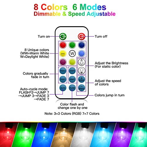 Mlambert 48FT Outdoor Patio RGB Cafe String Lights with Remote, Black - color: Black